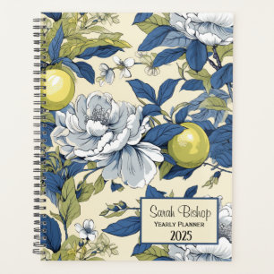 Blue and Green Floral Planner