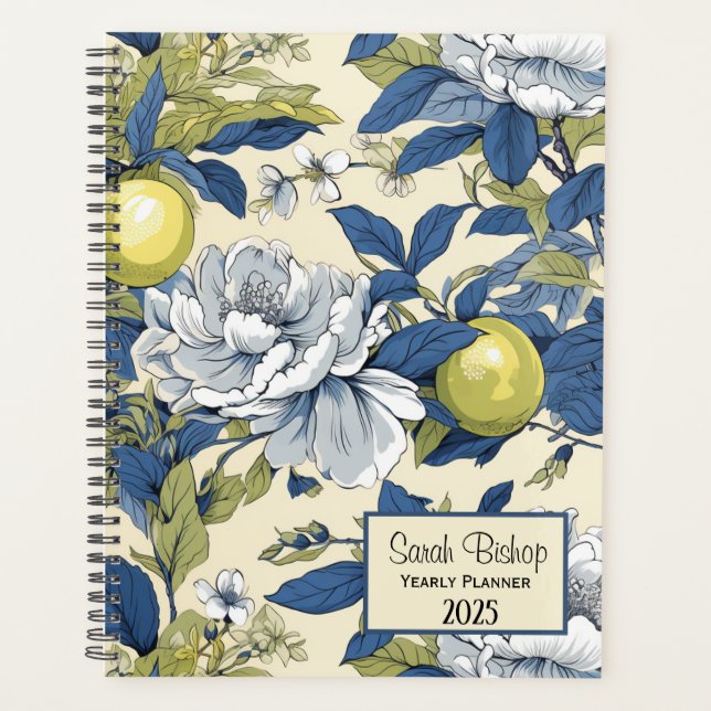 Blue and Green Floral Planner  (Front)