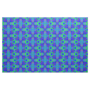 Blue and Green Flower Abstract Fabric