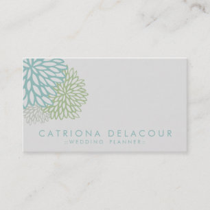 Blue and Green Flowers Stylish Business Card