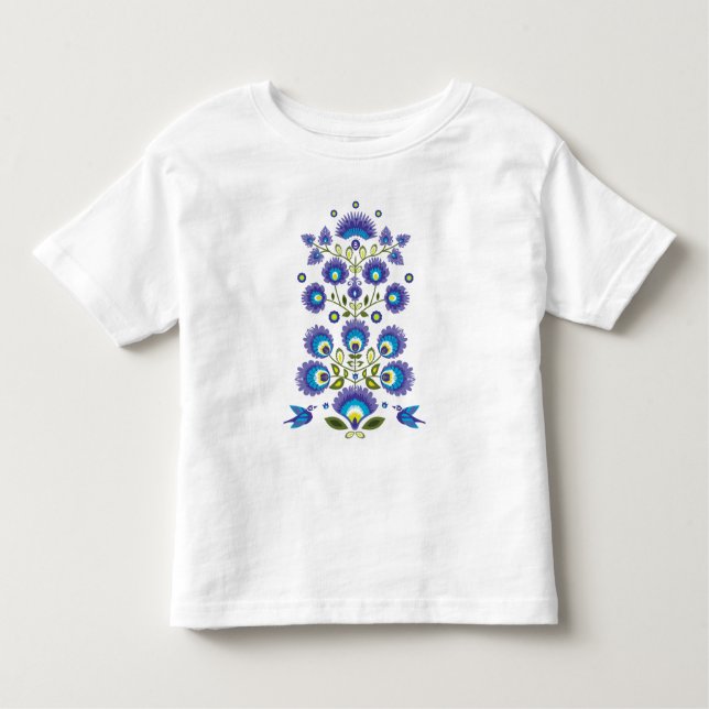 Blue and green Folk Toddler T-Shirt (Front)