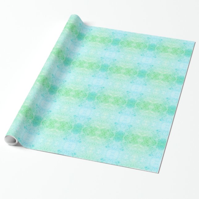Blue and green frosted design wrapping paper (Unrolled)