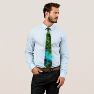 Blue and Green Galaxy Cosmic Space Neck Tie