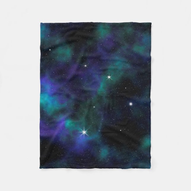 Blue and Green Galaxy Fleece Blanket (Front)