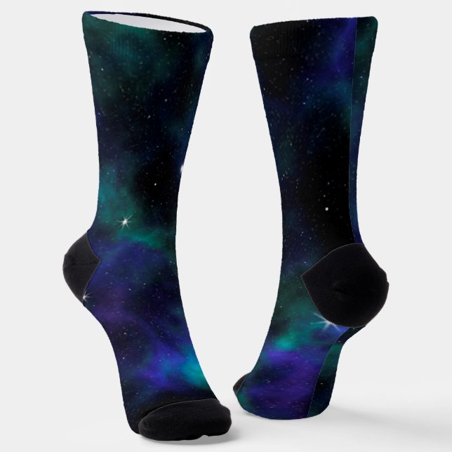 Blue and Green Galaxy Socks (Angled)