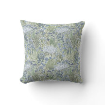 Blue and Green Garden Tapestry Floral Cushion