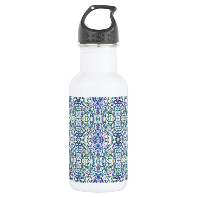 Blue and Green Geometric 532 Ml Water Bottle (Front)