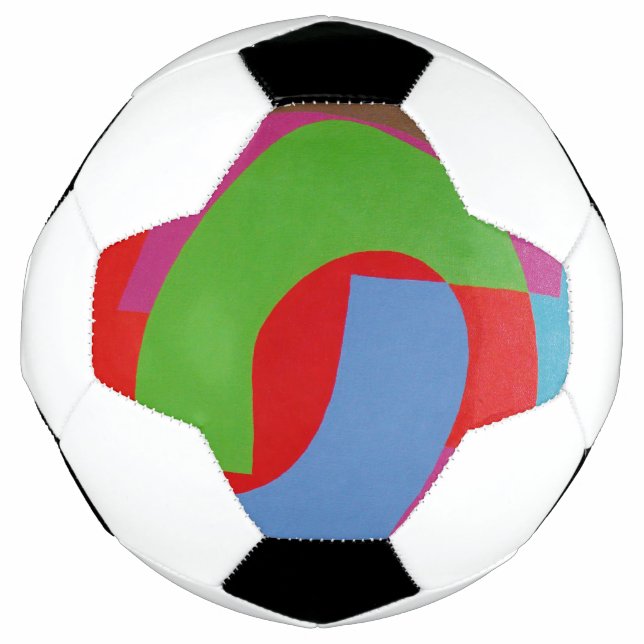 Blue and Green Geometric Pattern Soccer Ball (Front)
