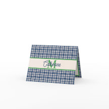 Blue and Green Gingham Plaid Tartan Monogram