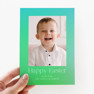 Blue and Green Gradient Easter Photo Holiday Card
