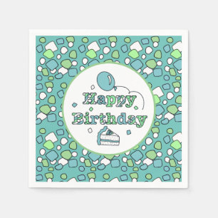 Blue and Green Happy Birthday  Napkin