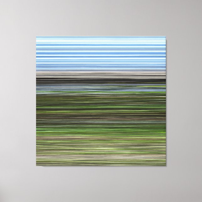 Blue And Green Horizontal Abstract Stripes Canvas Print (Front)