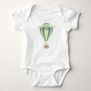 blue and green hot air balloon personalised baby bodysuit