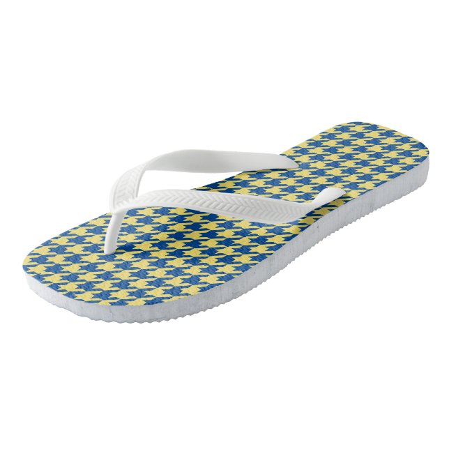 Blue and green Houndstooth Jandals (Angled)