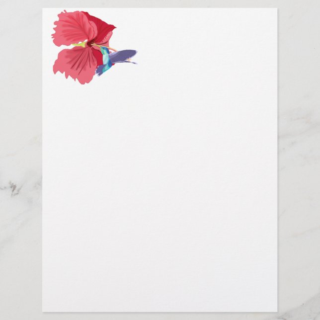 Blue and Green Hummingbird Custom Letterhead (Front)