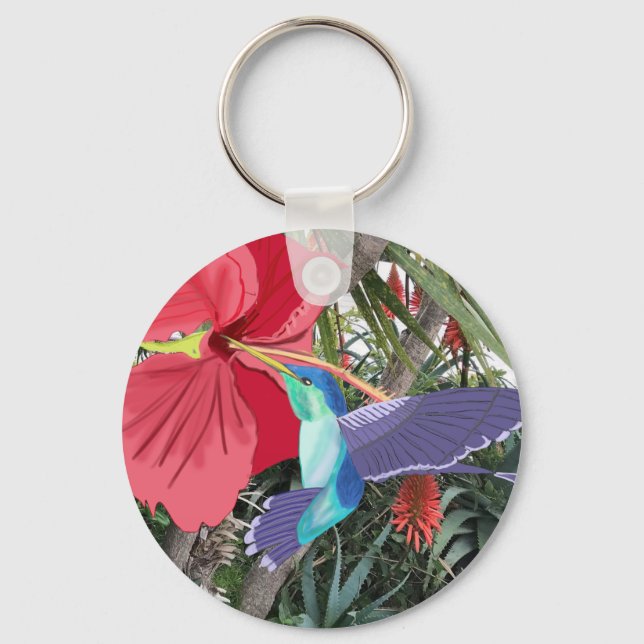 Blue and Green Hummingbird Key Ring (Front)