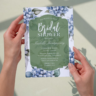 Blue and Green Hydrangea Bridal Shower Invitation