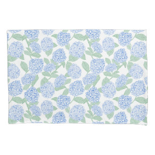 Blue and Green Hydrangea Floral Pillowcase