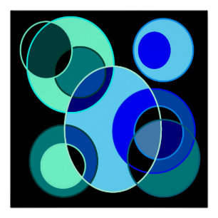 Blue and green intersecting circles design poster