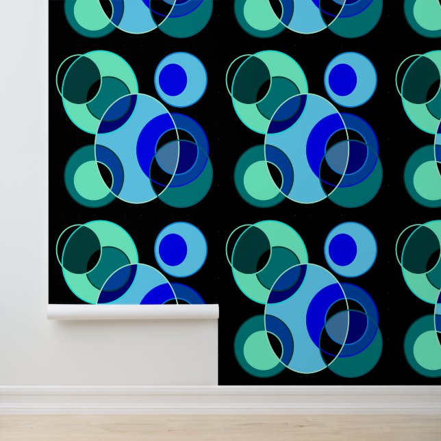 Blue and green intersecting circles design wallpaper (Application)