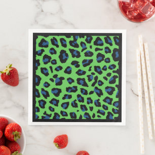 Blue and Green Leopard Print Napkin