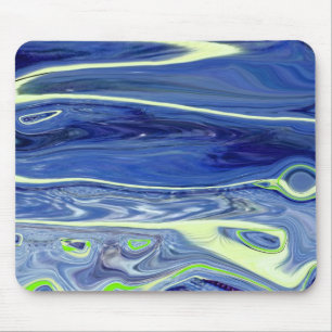 Blue and Green Liquid Abstract Mouse Pad