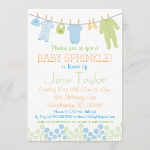 Blue and Green Little Clothes Baby Sprinkle Invitation