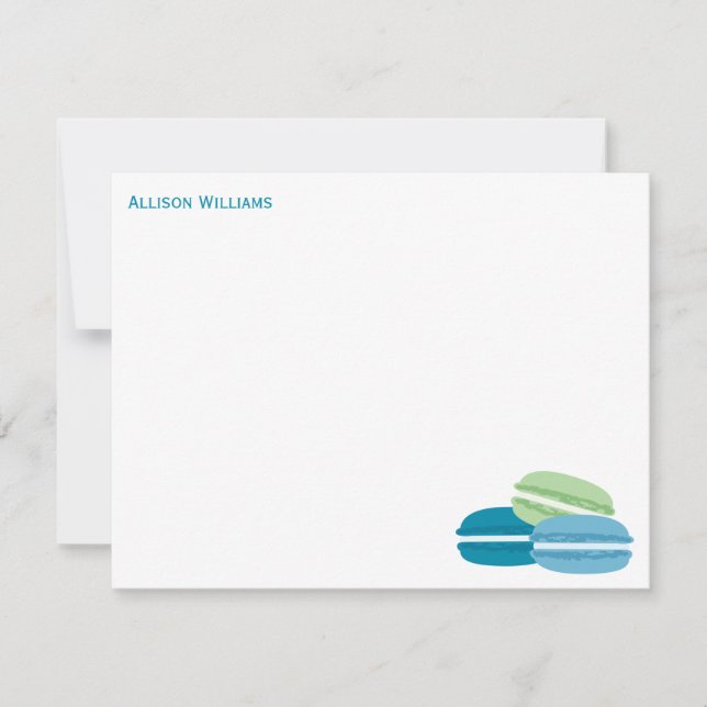 Blue and Green Macarons Thank You Notes (Front)