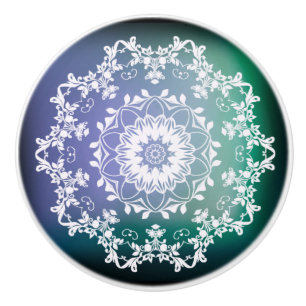 Blue and Green Mandala Ceramic Knob