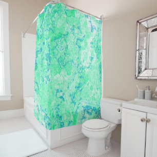 Blue and Green Marble abstract Shower Curtain