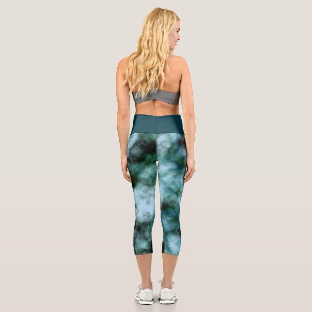 Blue and Green Marble Capri Leggings (Back)