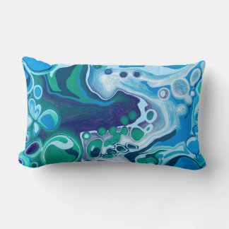 Blue and Green Marble Fluid Art   Lumbar Cushion