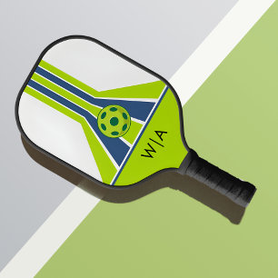 Blue and Green Modern Monogram Pickleball Paddle