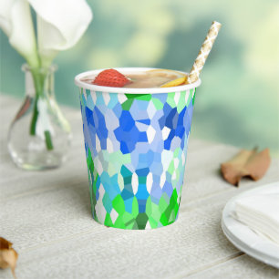 Blue and Green Mosaics Paper Cups