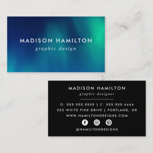Blue and Green Northern Lights Business Card