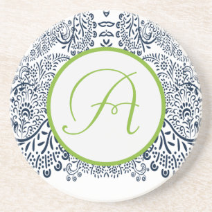 Blue and Green Paisley Love Bird Coaster