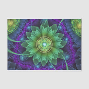 Blue and Green Pandoran Snap Lotus Fractal Flower Tissue Paper