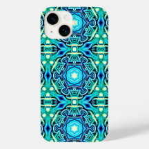 Blue and Green patterned iPhone / iPad case