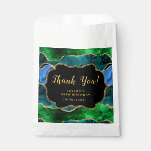 Blue and Green Peacock Agate Birthday Thank You Favour Bags
