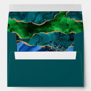 Blue and Green Peacock Agate Envelope