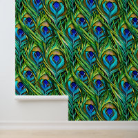 Blue and Green Peacock Feathers Collage