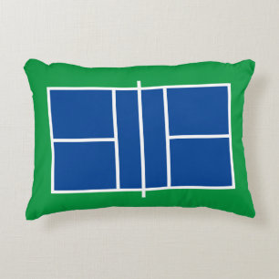 Blue and green pickleball court decorative cushion