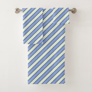 Blue and Green Pinstripe Pattern Bath Towel Set