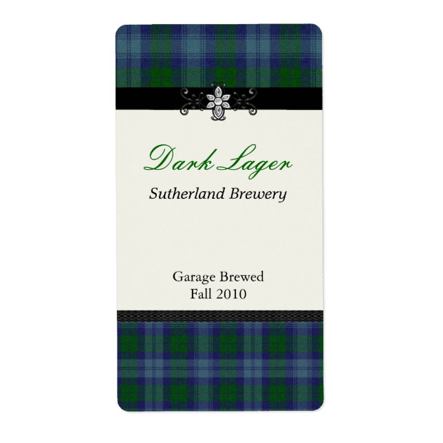 Blue and Green Plaid Home brewed beer Labels (Front)