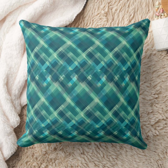 Blue and green plaid pattern cushion (Blanket)