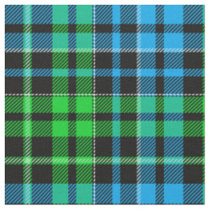 Blue and Green Plaid Tartan Black Fabric
