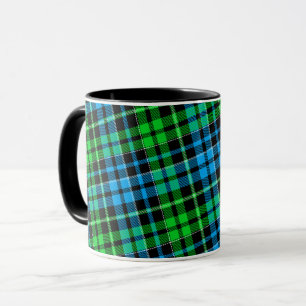 Blue and Green Plaid Tartan Black Mug