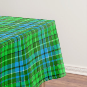Blue and Green Plaid Tartan Green Tablecloth