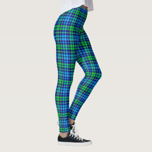 Blue and Green Plaid Tartan Navy Blue Leggings