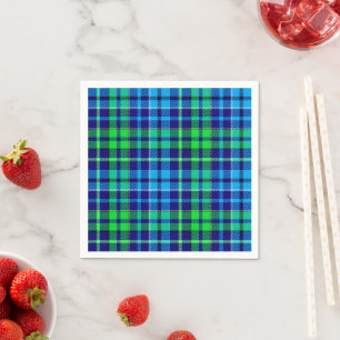 Blue and Green Plaid Tartan Navy Blue Napkin